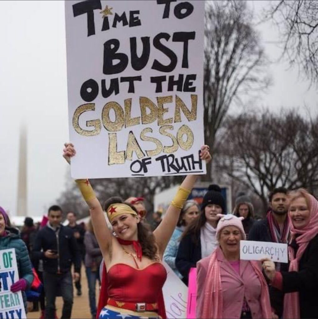 Rachel Burns as Wonder Woman at Women's March - Photo Courtesy of Rachel Burns