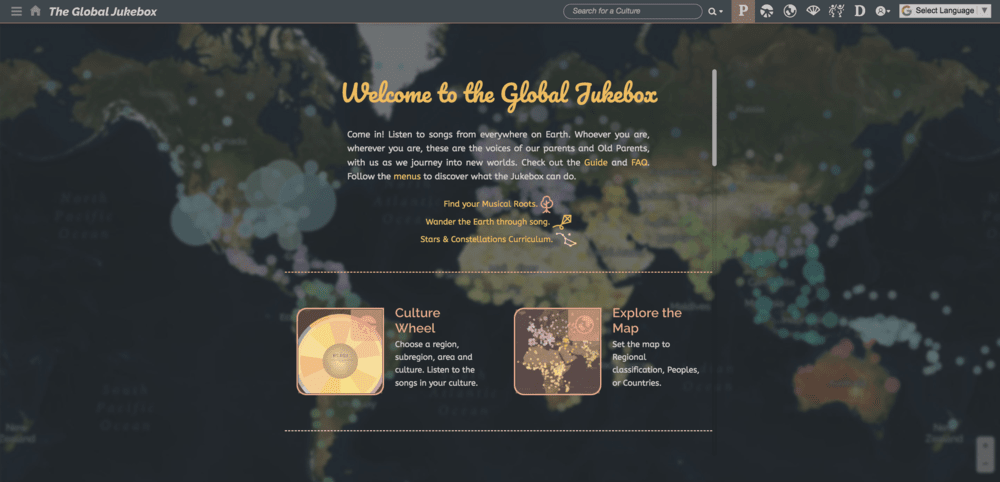 The Global Jukebox homepage