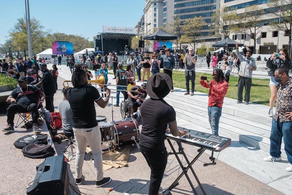 The Experience Band & Show busking on the streets of DC