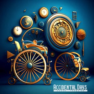 Chase Tremaine - Accdental Days - Album Art - Showing vintage wheels, clocks, and other assorted items on a blue background.