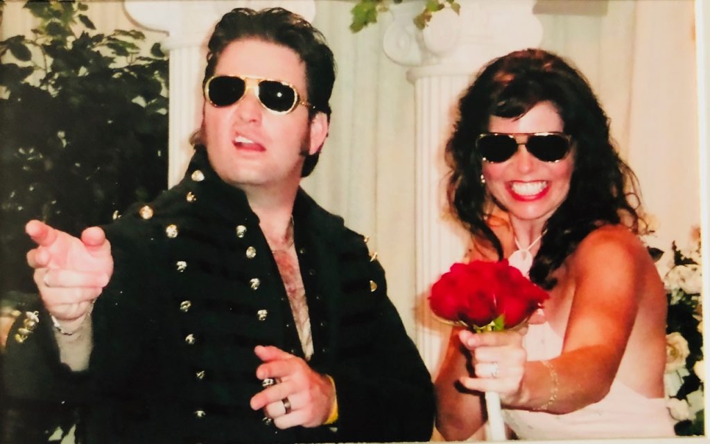 Nelson Stewart and Jeania Stewart as Elvis while renewing their wedding vows in Las Vegas - Photo courtesy of the artist