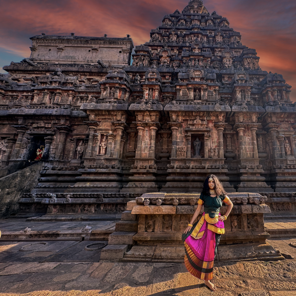 Neela - "You'll Never Know" - album art - the artist stands in front of an ancient temple