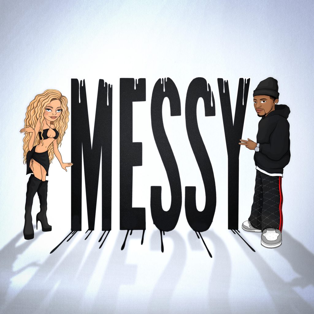 Antigoni x Zion Foster - "Messy" album art featuring cartoon depictions of the artists