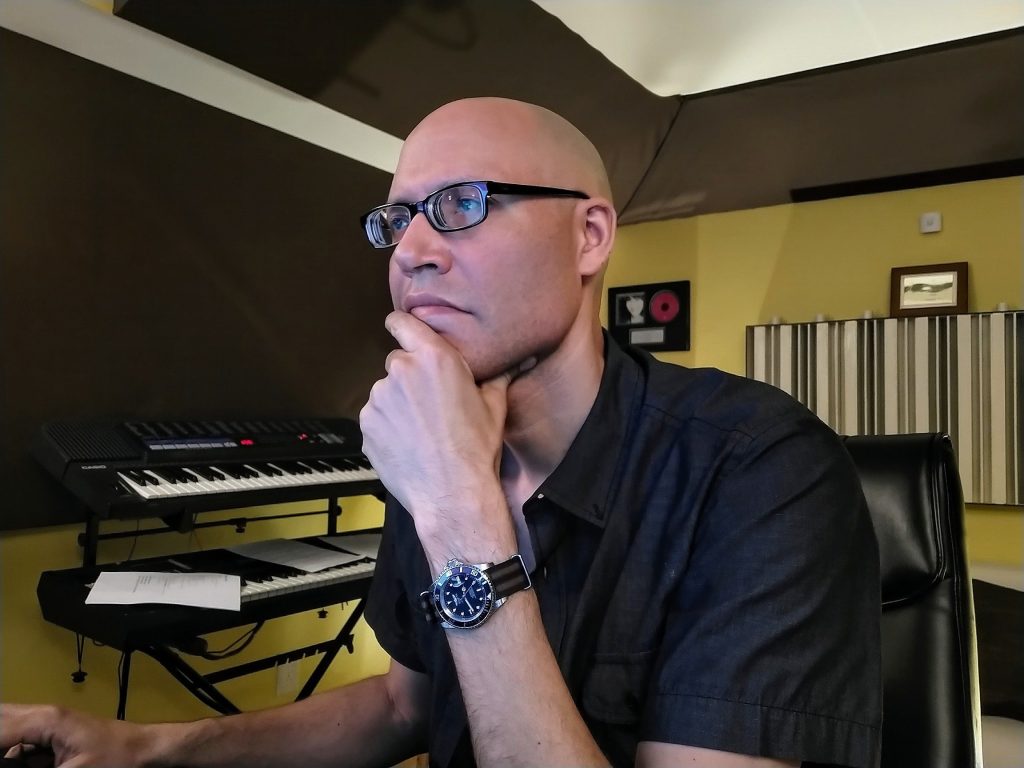 Chris Carter in deep thought at the studio