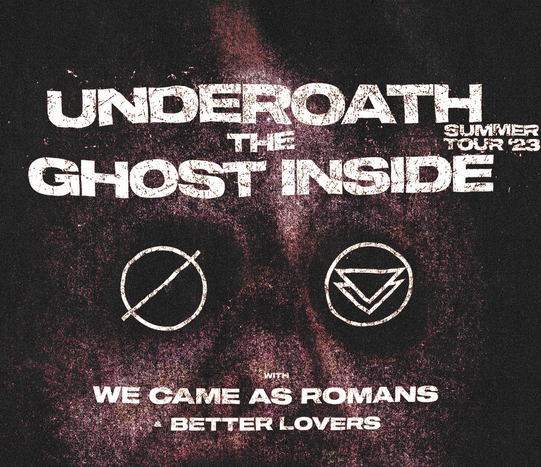 The official poster for Underoath's Summer '23 Tour with The Ghost Inside, We Came As Romans, and Better Lovers.