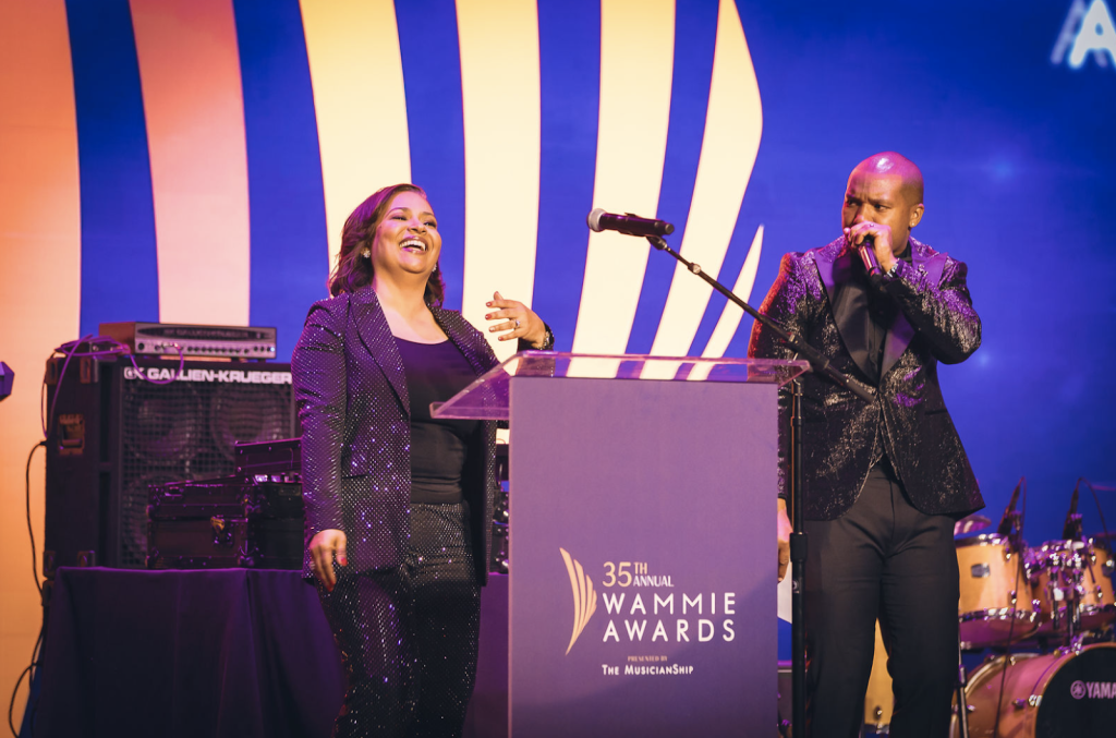 Wammie Awards hosts, Allison Seymour and Darren Hayes