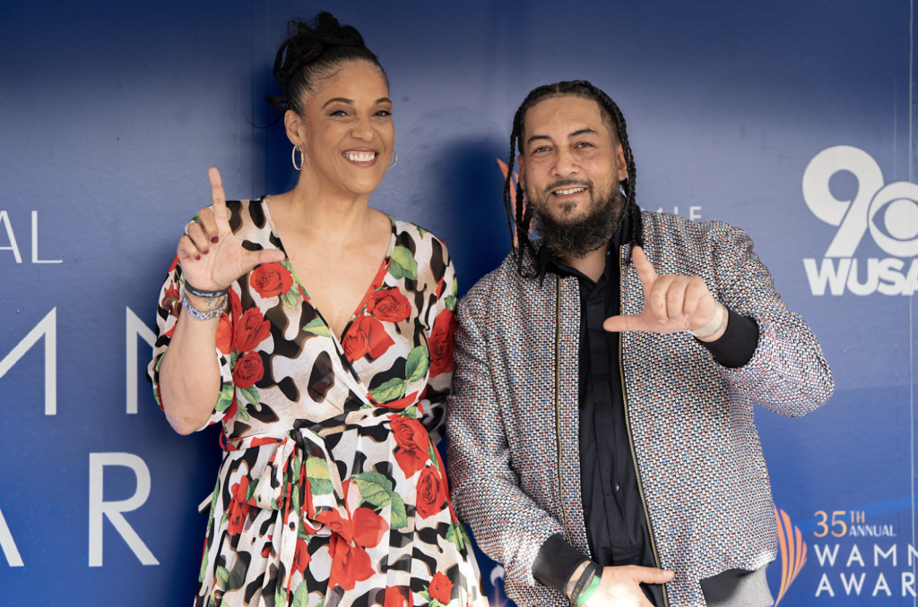 Steph Lova and P Stew on the Wammies red carpet