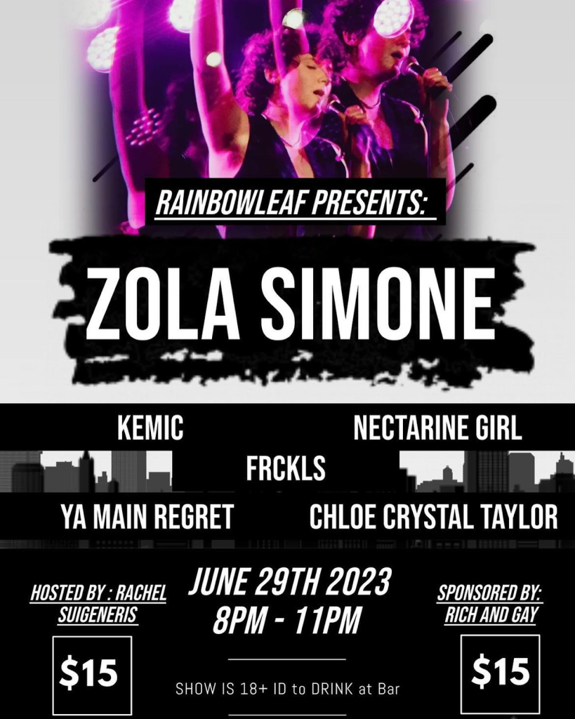 Zola Simone headlining festival poster