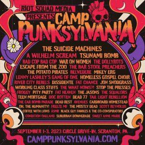 Official lineup announcement poster for Camp Punksylvania 2023
