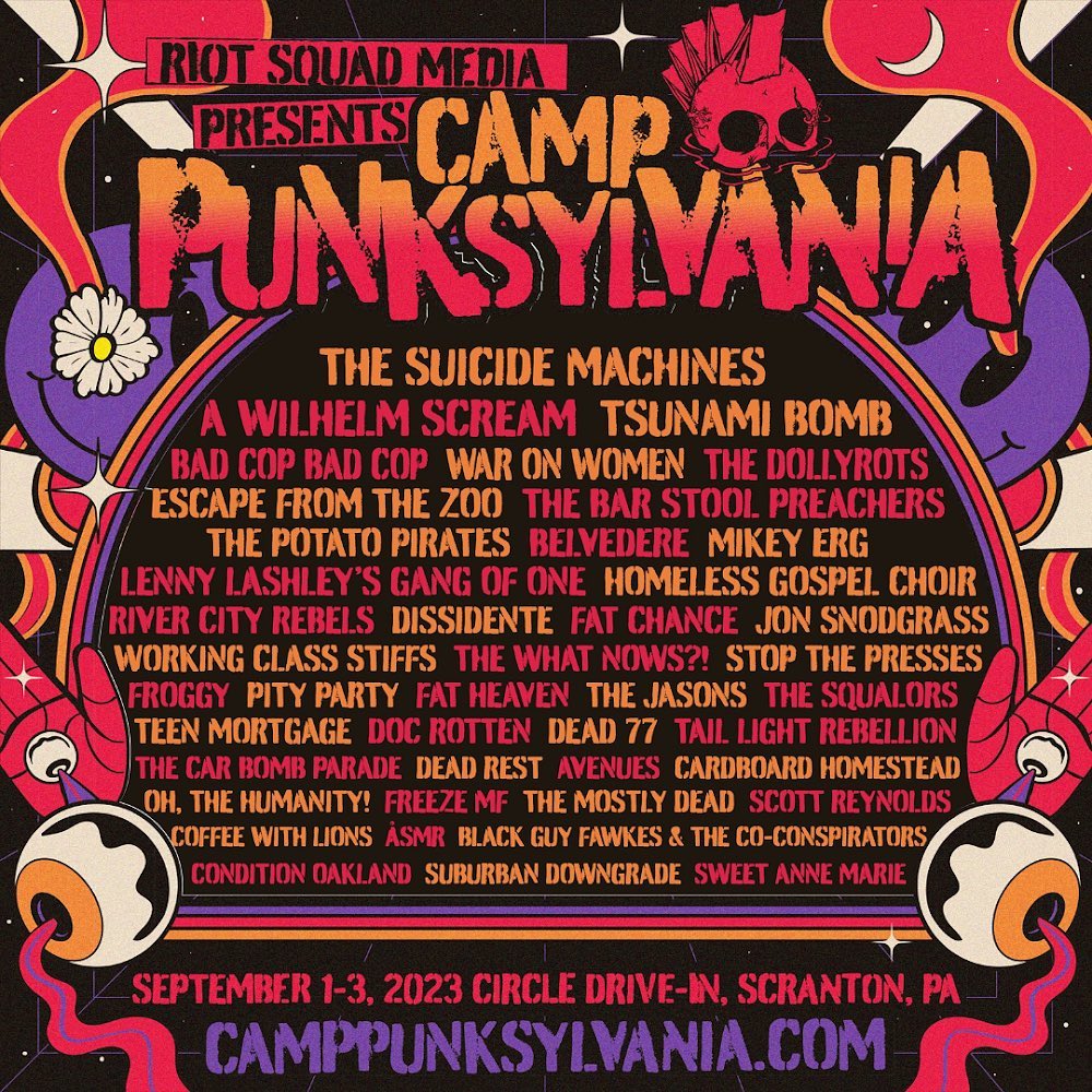 Official lineup announcement poster for Camp Punksylvania 2023