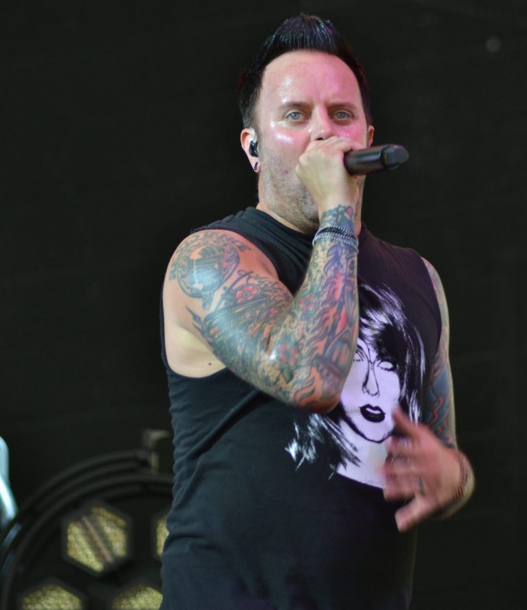 Dan Marsala of Story of the Year performing live on stage at Pier Six Pavilion on July 5, 2023