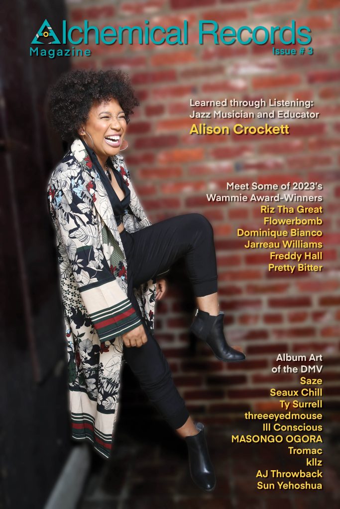 Musician and educator Alison Crockett on the cover of Alchemical Records Magazine Issue 3.