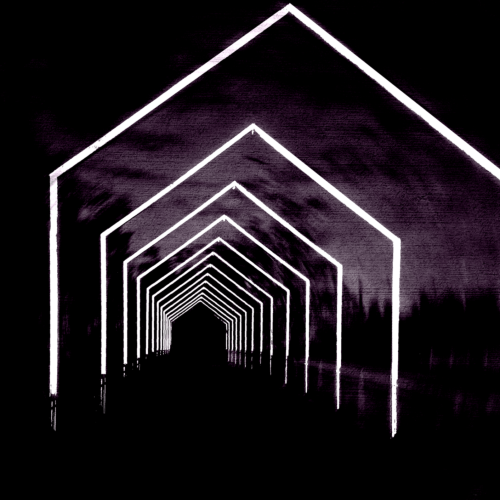 Living Pictures - Crossing the Bridge Album Art - depicting a kind of visual illusion in the shape of a home or house.